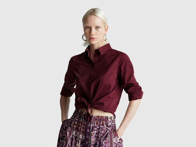 Фото ракурс 1 - Жіноча бордова сорочка Benetton артикул 5WPQDQ0AX 1D3 25A