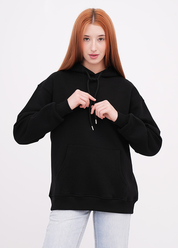 Фото ракурс 1 - Жіноче чорнe худі EQUILIBRI артикул W232 016 000 Black FW2025