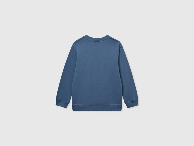 Синій світшот для хлопчиків Benetton артикул 3J70G10HW.P 11W 25P Фото ракурс 2 - Синій світшот для хлопчиків Benetton артикул 3J70G10HW.P 11W 25P