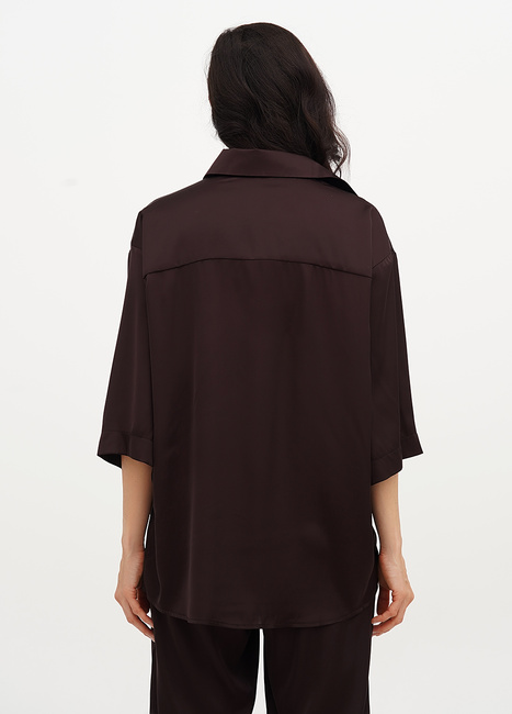 Фото ракурс 2 - Жіноча коричнева сорочка EQUILIBRI артикул W491 070 100 Brown SS2025