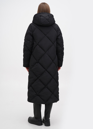 Фото ракурс 2 - Женское чёрное пальто EQUILIBRI артикул NV Coat ST Black FW2024