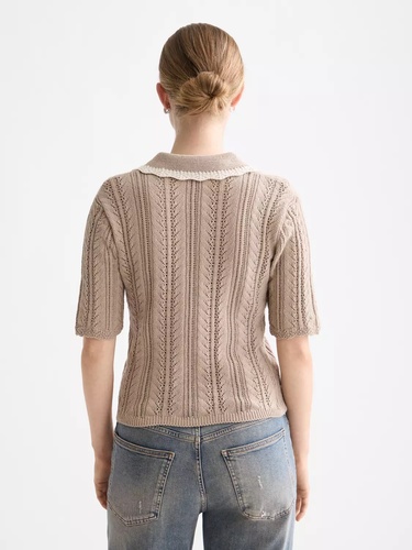 Фото ракурс 2 - Жіноча бежева футболка поло SCOTCH & SODA артикул U9A01046T U292 FW2025