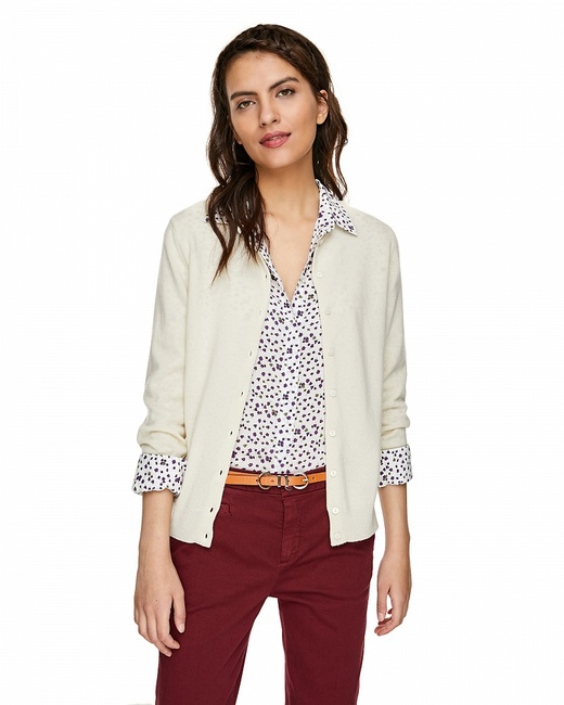 Жіночий білий кардиган Benetton артикул 1002D5485 000 25A Фото ракурс 3 - Жіночий білий кардиган Benetton артикул 1002D5485 000 25A