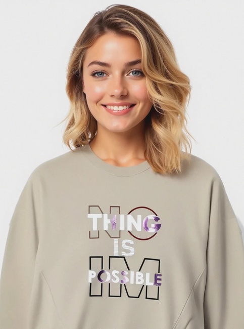 Фото ракурс 3 - Жіночий молочний світшот Piazza Italia артикул 62302 Gypsum white FW2025