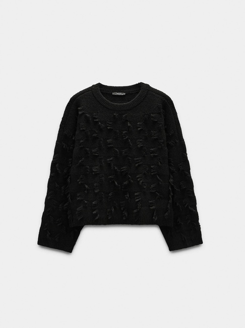 Женский черный свитер Parfois артикул 240925 _BK FW2025 Фото ракурс 4 - Женский черный свитер Parfois артикул 240925 _BK FW2025