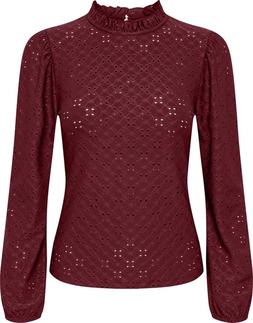 Жіноча бордова блузка Only артикул 15311941 Cabernet FW2025 Фото ракурс 1 - Жіноча бордова блузка Only артикул 15311941 Cabernet FW2025