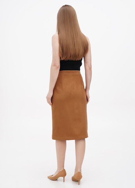 Фото ракурс 2 - Жіноча коричнева спiдниця EQUILIBRI артикул SVT Skirt Zap CAMEL FW2024