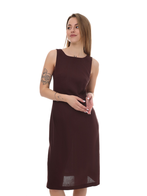 Женское коричневое платье EQUILIBRI артикул W452 089 000 Brown SS2025 Фото ракурс 3 - Женское коричневое платье EQUILIBRI артикул W452 089 000 Brown SS2025