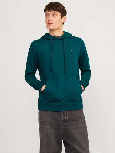 Фото ракурс 1 - Мужское зелёное худи Jack & Jones артикул 12256591 Deep Teal FW2024