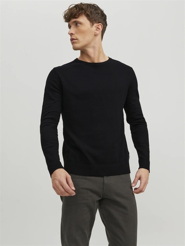 Фото ракурс 1 - Мужской чёрный джемпер Jack & Jones артикул 12208364 Black FW2024