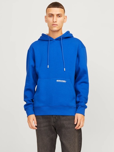 Фото ракурс 1 - Мужское синее худи Jack & Jones артикул 12256534 NAUTICAL BLUE FW2024