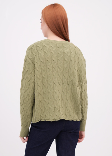 Фото ракурс 2 - Жіночий зелений светр EQUILIBRI артикул W342 065 000 OLIVE FW2025