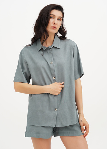 Фото ракурс 1 - Жіноча зелена сорочка EQUILIBRI артикул W491 050 100 mint SS2025