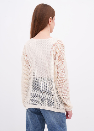 Фото ракурс 2 - Женский бежевый джемпер EQUILIBRI артикул W345 021 000 Beige FW2025