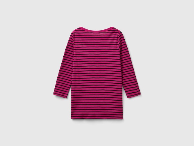 Фото ракурс 3 - Женский розовый лонгслив Benetton артикул 30YSE16A1 697 24A