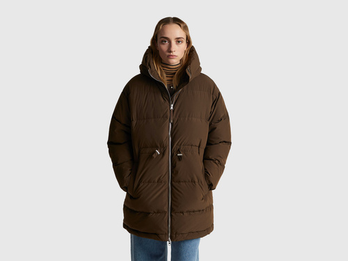 Фото ракурс 1 - Женская коричневая куртка Benetton артикул 22T6DN087 2C0 25A