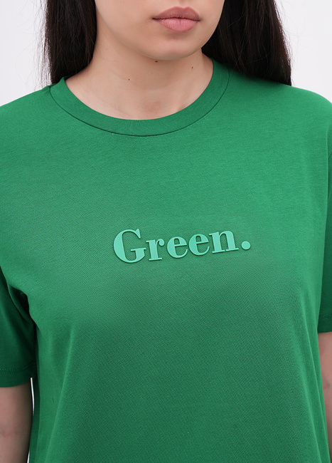 Жіноча зелена футболка EQUILIBRI артикул W213 097 000 Green FW2025 Фото ракурс 4 - Жіноча зелена футболка EQUILIBRI артикул W213 097 000 Green FW2025