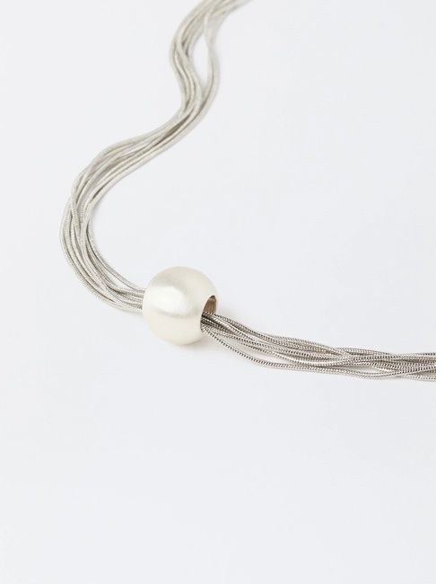 Женское серебряное ожерелье Parfois артикул 1610001 SVU FW2025 Фото ракурс 4 - Женское серебряное ожерелье Parfois артикул 1610001 SVU FW2025