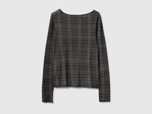 Женский серый лонгслив Benetton артикул 328PD109Y 66P 25A Фото ракурс 3 - Женский серый лонгслив Benetton артикул 328PD109Y 66P 25A