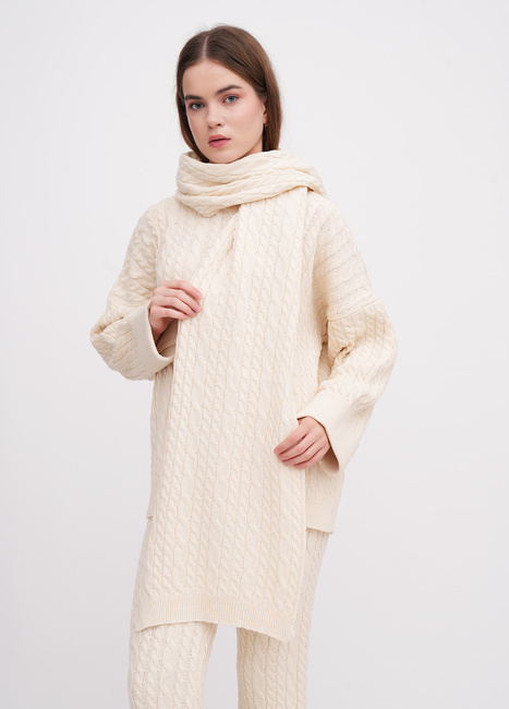 Фото ракурс 1 - Жіночий молочний шарф EQUILIBRI артикул W391 056 300 MILK FW2025