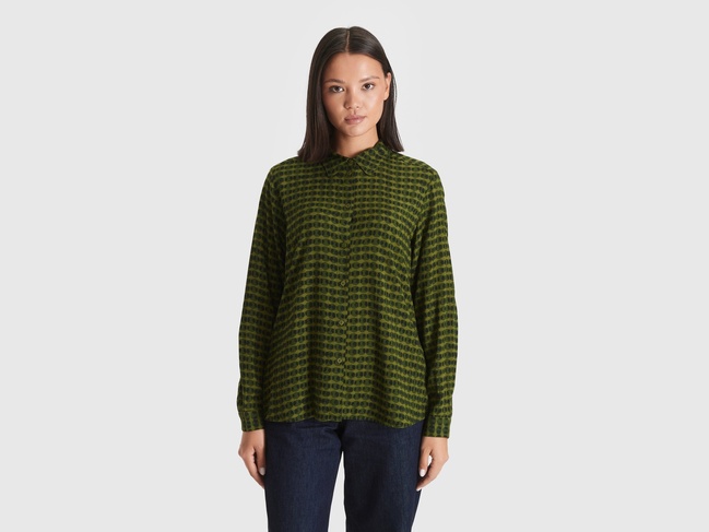 Фото ракурс 1 - Жіноча зелена сорочка Benetton артикул 5T17DQ0AZ 60B 25A