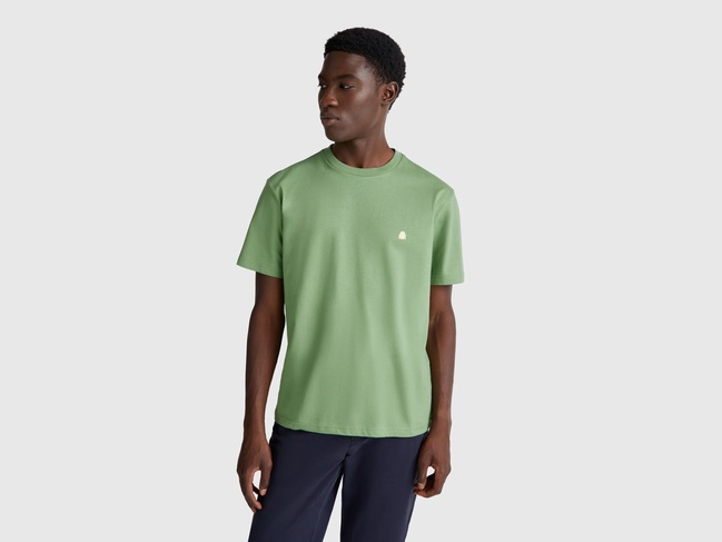 Фото ракурс 1 - Чоловіча зелена футболка Benetton артикул 3MI5J1AF7 8K7 25A