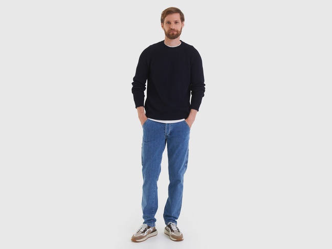 Фото ракурс 3 - Мужские синие джинсы Benetton артикул 4KD6UE01L 902 24A