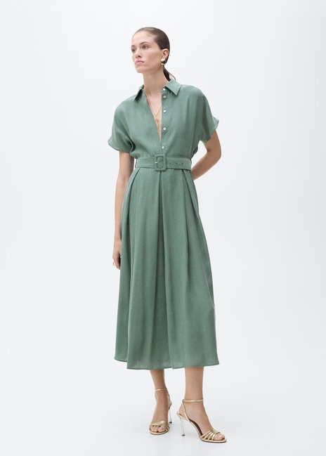 Женское зеленое платье Mango артикул 87057173 43 8 season Фото ракурс 1 - Женское зеленое платье Mango артикул 87057173 43 8 season