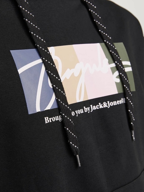Фото ракурс 6 - Чоловіче чорнe худі Jack & Jones артикул 12262421 Black FW2025
