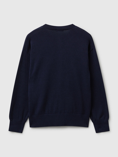 Фото ракурс 2 - Синий кардиган Benetton для девочек артикул 19DKC500Y.G 252 25A