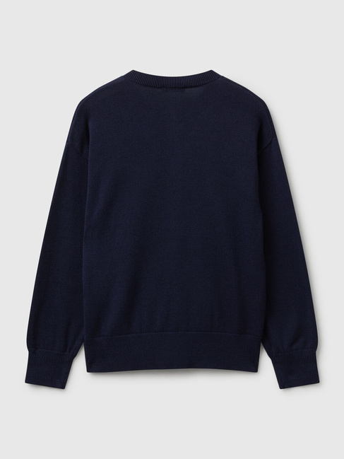 Фото ракурс 2 - Синій кардиган для дівчаток Benetton артикул 19DKC500Y.G 252 25A