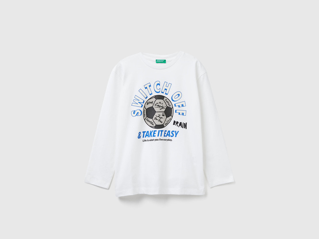 Фото ракурс 1 - Белый реглан для мальчиков Benetton артикул 3I1XC10QR.G 074 25A