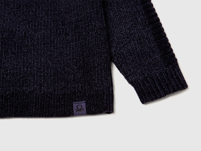 Синій светр для хлопчиків Benetton артикул 16CLC108T.G 016 25A Фото ракурс 3 - Синій светр для хлопчиків Benetton артикул 16CLC108T.G 016 25A