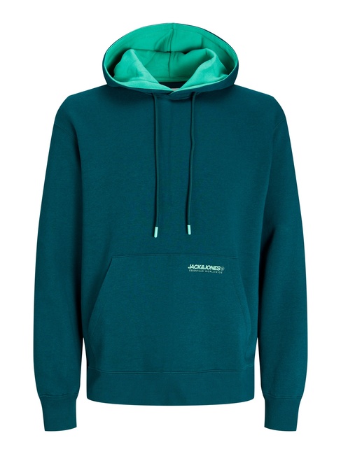 Фото ракурс 3 - Мужское зелёное худи Jack & Jones  артикул 12256534 Deep Teal FW2024