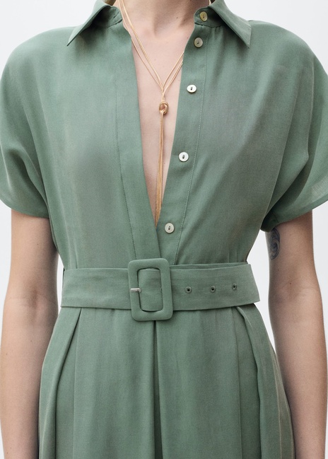 Женское зеленое платье Mango артикул 87057173 43 8 season Фото ракурс 5 - Женское зеленое платье Mango артикул 87057173 43 8 season