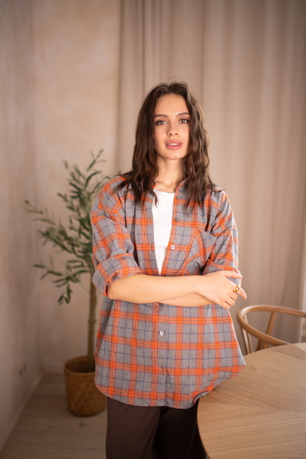 Фото ракурс 3 - Жіноча помаранчева сорочка EQUILIBRI артикул W422 023 001 Orange SS2025