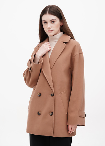 Фото ракурс 1 - Жіноче коричневe пальто EQUILIBRI артикул NV Coat Alora CAMEL FW2024