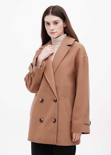 Фото ракурс 1 - Жіноче коричневe пальто EQUILIBRI  артикул NV Coat Alora CAMEL FW2024