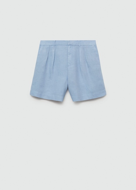 Женские голубые шорты Mango артикул 77030348 50 7 season Фото ракурс 3 - Женские голубые шорты Mango артикул 77030348 50 7 season