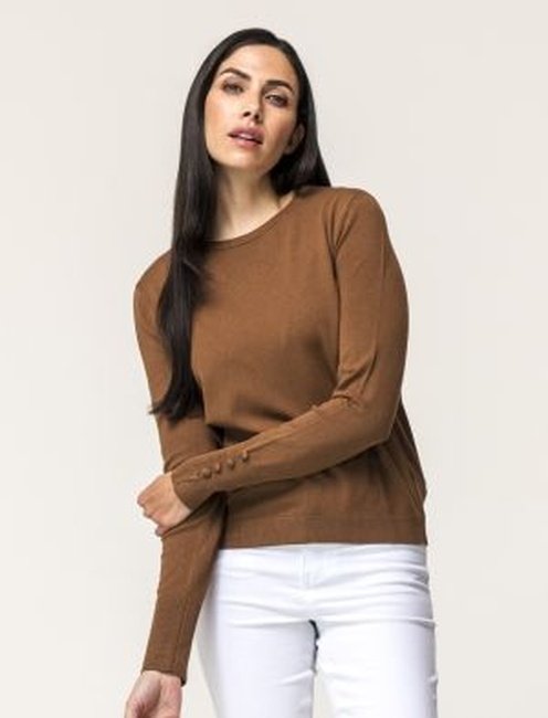 Фото ракурс 1 - Жіночий коричневий джемпер Piazza Italia артикул 27202 Brown tobacco FW2024