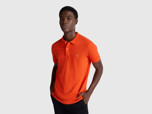 Фото ракурс 1 - Чоловіча помаранчева футболка поло Benetton артикул 3WG9U301Z 231 25A