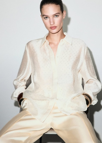 Фото ракурс 1 - Жіноча бежева сорочка Mango артикул 17019109 08 1 season