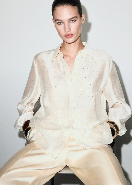 Фото ракурс 1 - Жіноча бежева сорочка Mango артикул 17019109 08 1 season