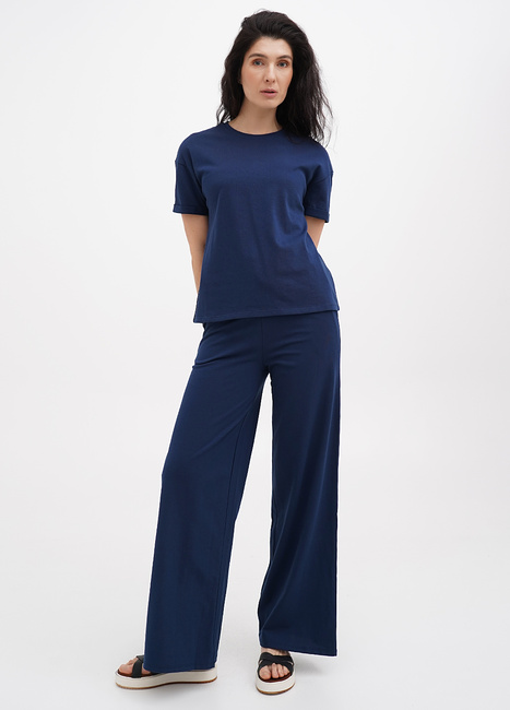 Фото ракурс 1 - Жіноча синя футболка EQUILIBRI  артикул W291 038 100 NAVY BLUE SS2025