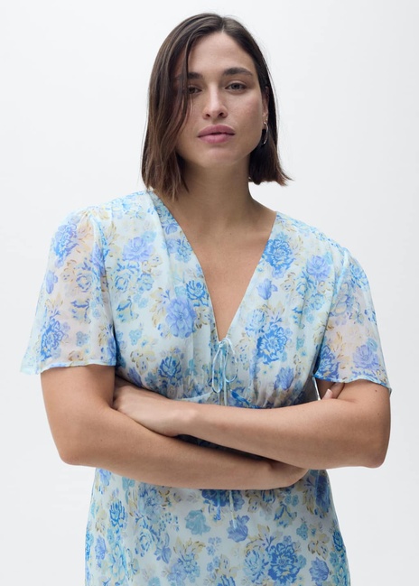 Женское голубое платье Mango артикул 87019068 52 8 season Фото ракурс 5 - Женское голубое платье Mango артикул 87019068 52 8 season