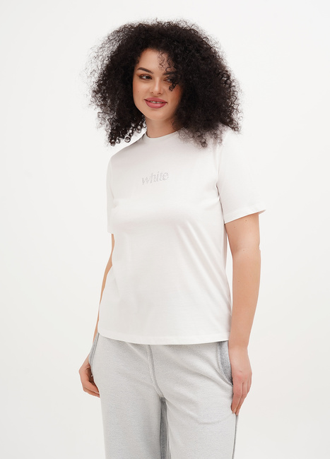 Фото ракурс 1 - Жіноча біла футболка EQUILIBRI  артикул W213 074 000 White SS2025