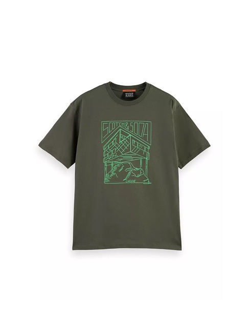 Чоловіча зелена футболка SCOTCH & SODA артикул 181300 300 FW2025 Фото ракурс 5 - Чоловіча зелена футболка SCOTCH & SODA артикул 181300 300 FW2025