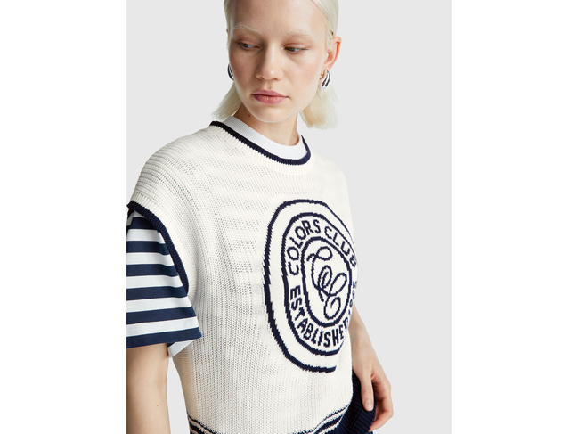 Жіночий білий жилет Benetton артикул 1494E10EH 074 25A Фото ракурс 4 - Жіночий білий жилет Benetton артикул 1494E10EH 074 25A