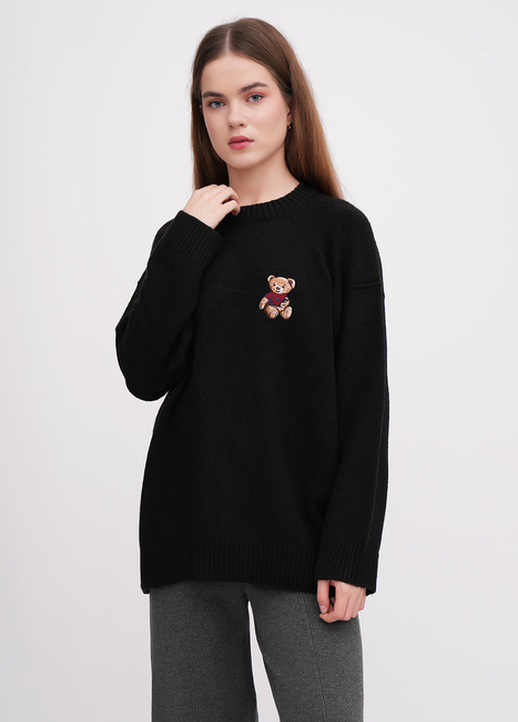 Женский черный свитер EQUILIBRI артикул W342 078 000 Black FW2025 Фото ракурс 1 - Женский черный свитер EQUILIBRI артикул W342 078 000 Black FW2025