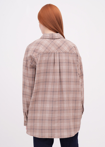 Фото ракурс 2 - Жіноча бежева сорочка EQUILIBRI артикул W422 023 003 Beige FW2025